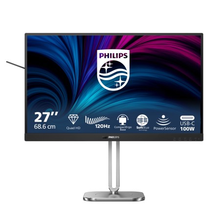 Philips 27B2U460100 27" IPS 2K Monitor - Stunning 2560 x 1440 Resolution, 120 Hz Refresh Rate, DisplayPort & USB-C Connectivity